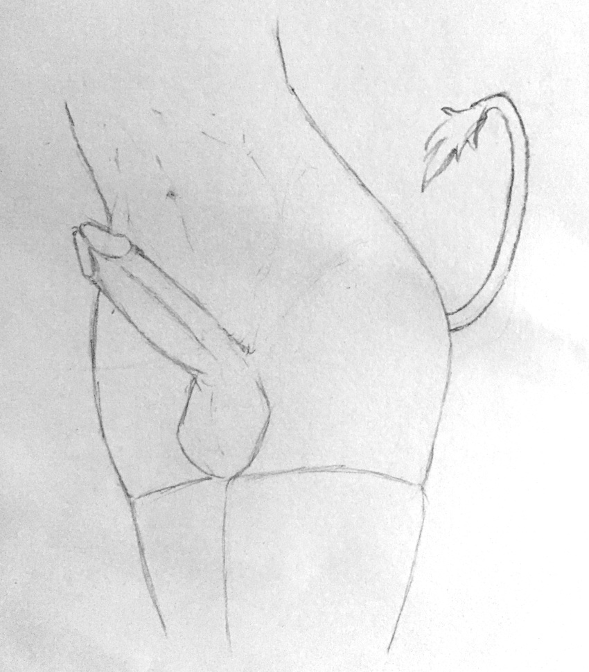 absurd_res anthro bovid caprine clothing curled_tail curvy_figure dall_sheep erection footwear genitals graphite_(artwork) hi_res jc_(jcfireescape) jcfireescape legwear male mammal navel pencil_(artwork) penis retracted_foreskin sheep sketch socks solo thick_thighs thigh_highs thigh_socks traditional_media_(artwork)