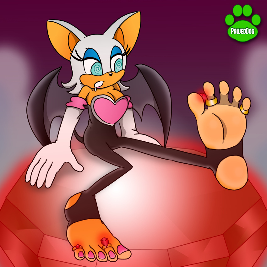 absurd_res anthro chiropteran digit_ring feet female hi_res hypnosis jewelry mammal mind_control podfrog ring rouge_the_bat soles solo sonic_the_hedgehog_(series) toe_ring toes