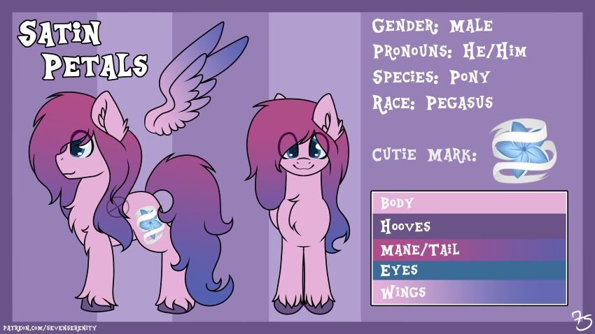 absurd_res equid equine fan_character hasbro hi_res horse mammal model_sheet my_little_pony pegasus pony satin_petals sevenserenity wings