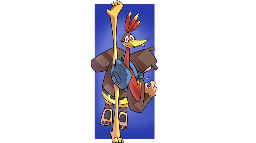 2020 absurd_res anthro avian backpack banjo-kazooie banjo_(banjo-kazooie) blep breegull brown_body brown_fur duo feathers female flexible fur hi_res kazooie male mammal one_leg_up potoobrigham raised_leg rareware red_body red_feathers splits spread_legs spreading standing tongue tongue_out ursid vertical_splits video_games