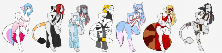 7girls anthro devon_(kizmit_oc) devon_(tragicfangirl_oc) fan_character gorean jenn_(kizmit) jenn_(kizmit_oc) jenn_(tragicfangirl) jenn_(tragicfangirl_oc) jennatrix kala_(kizmit_oc) kala_(tragicfangirl_oc) kizmit_(artist) kizmit_(oc) long_image no_glow skaejre tragicfangirl wide_image zsa_zsa