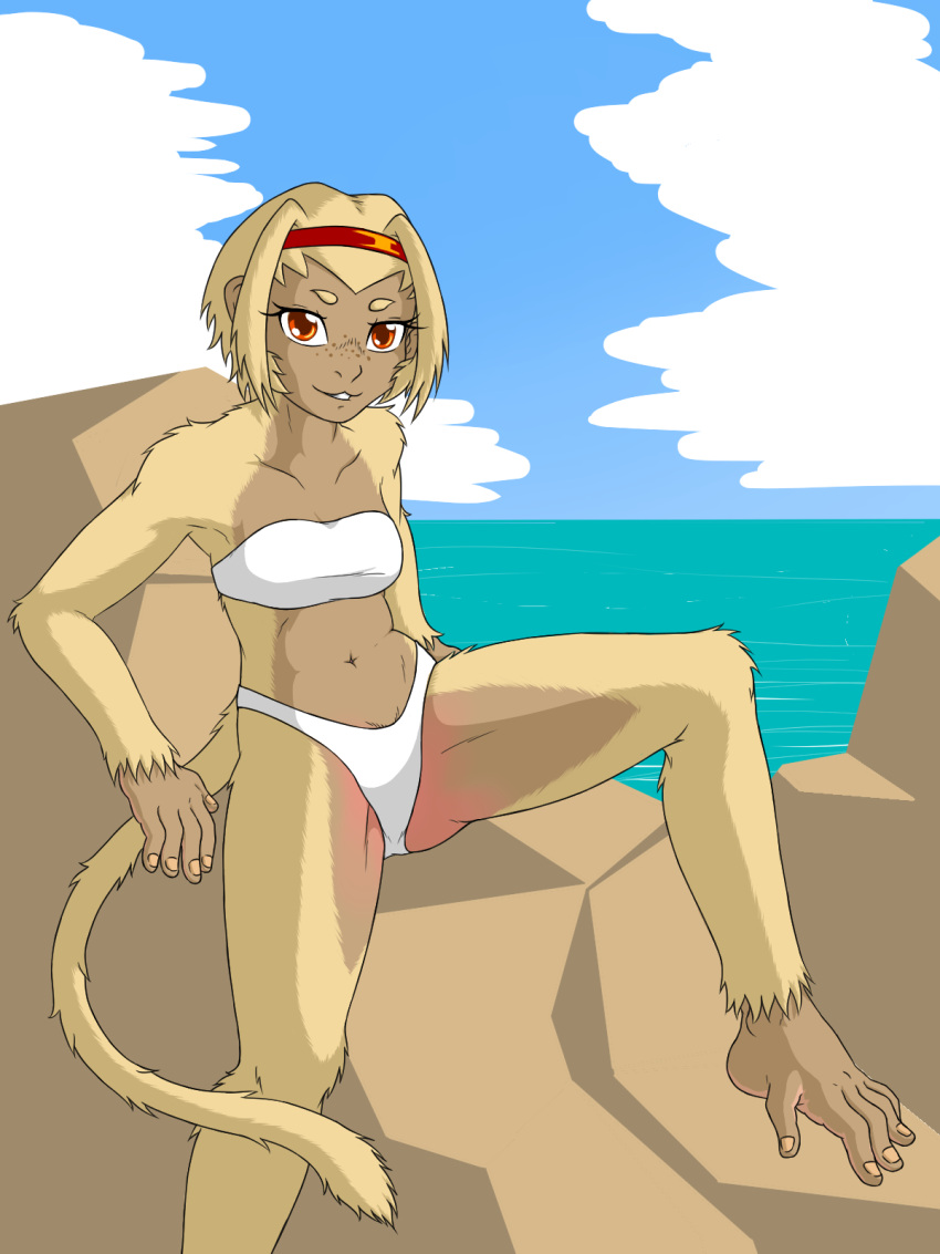 anthro clothing female haplorhine hi_res humanoid mammal monkey primate sewlde solo underwear yang-mei_(sewlde)