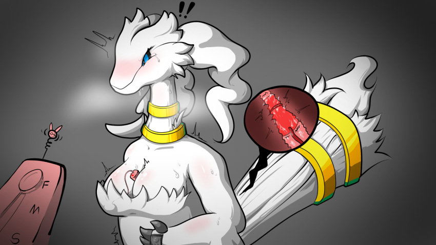 anthro breasts female fur hi_res legendary_pok&eacute;mon nintendo pok&eacute;mon pok&eacute;mon_(species) reshiram sex_toy siru solo tagme video_games white_body white_fur