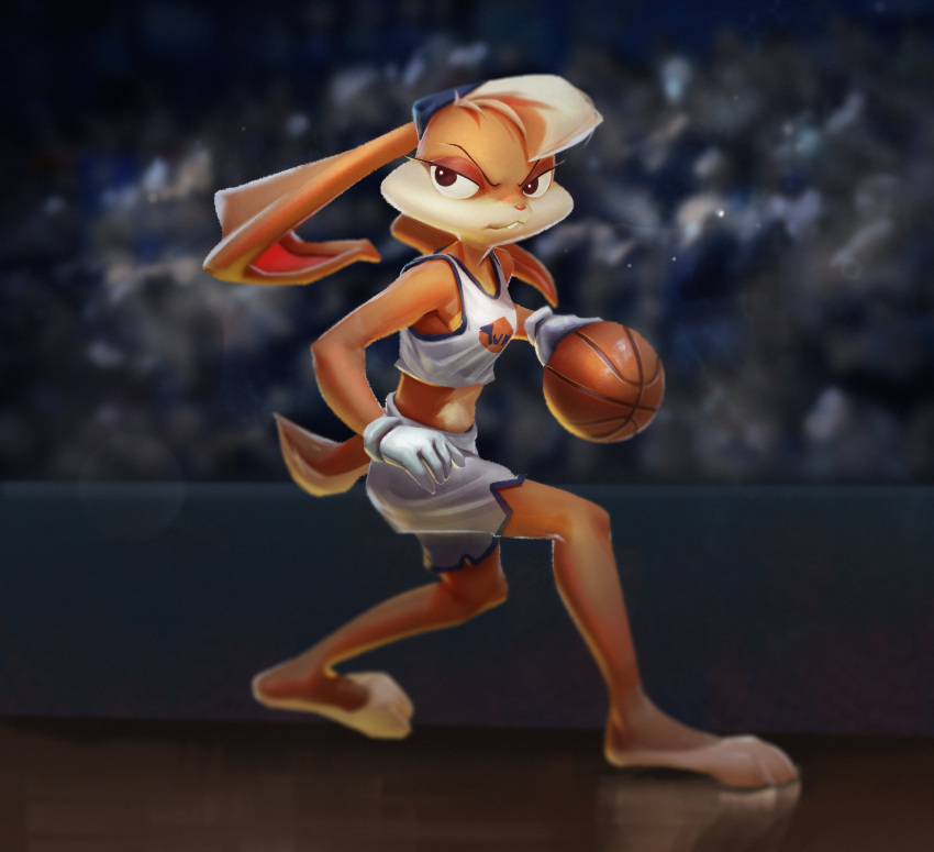 2021 absurd_res anthro basketball blonde_hair bottomwear brown_eyes buckteeth clothing ears_back female gloves hair handwear hi_res lagomorph leporid lola_bunny looney_tunes mammal pivoted_ears rabbit shirt shorts solo space_jam tank_top teeth topwear warner_brothers white_clothing white_shirt white_tank_top white_topwear zeker