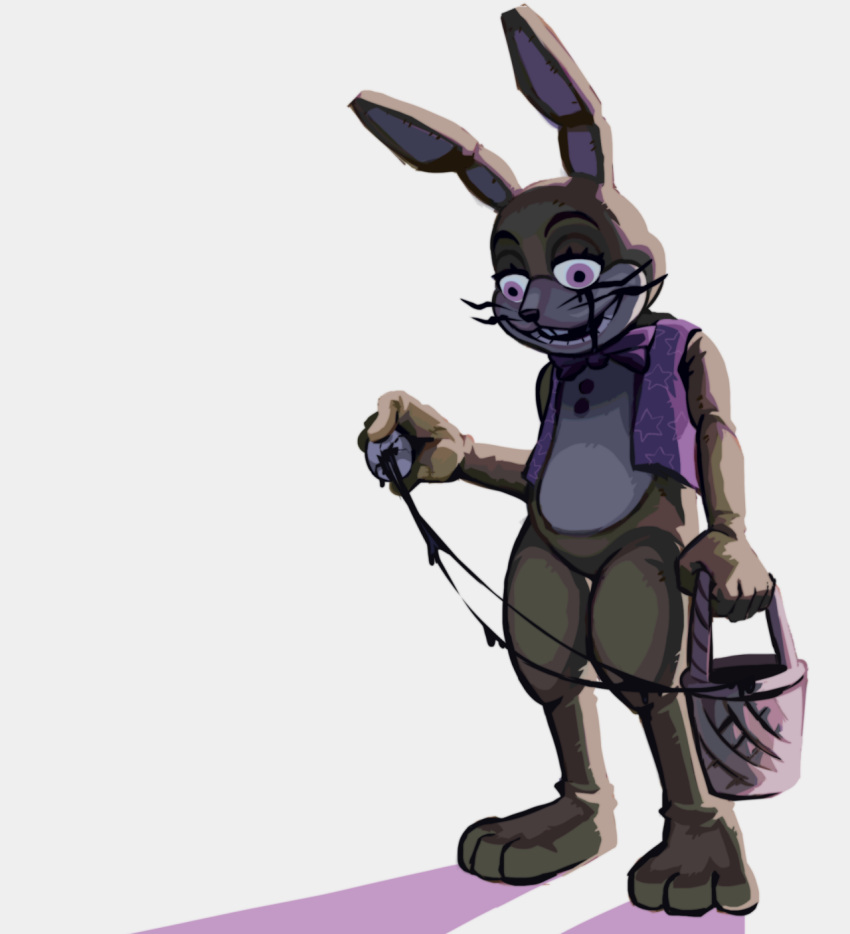 2021 anthro basket bodily_fluids bow_tie button_(fastener) clothing digital_drawing_(artwork) digital_media_(artwork) easter easter_basket egg five_nights_at_freddy's five_nights_at_freddy's_vr:help_wanted food glitchtrap goo_(disambiguation) hi_res holding_food holding_object holidays lagomorph leporid looking_down male mammal open_mouth open_smile pink_eyes rabbit skylordlysander smile solo tan_body topwear vest video_games whiskers