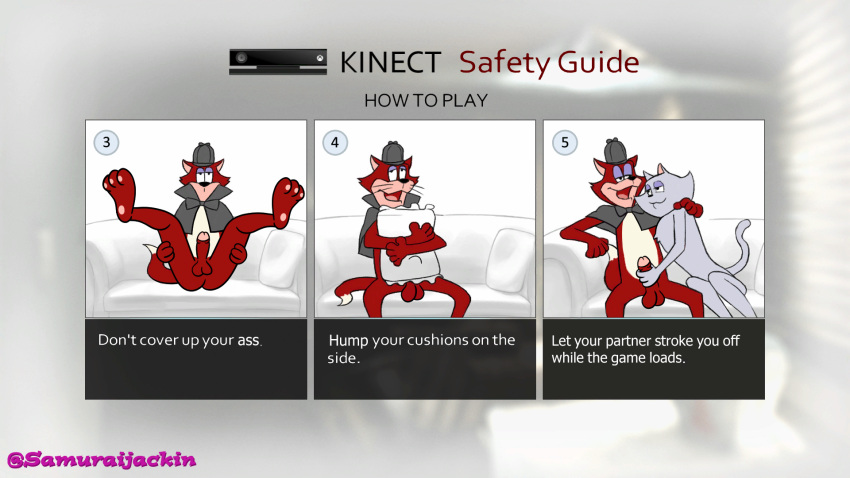 anthro butt controller d4 dark_dreams_dont_die detective domestic_cat duo edit felid feline felis female game_controller grinding handjob hi_res instructions kinect male male/female mammal masturbation microsoft penile pillow pillow_humping samuraijackin sebastian_the_sleuth sex spread_butt spreading swery video_games xbox xbox_controller xbox_game_studios