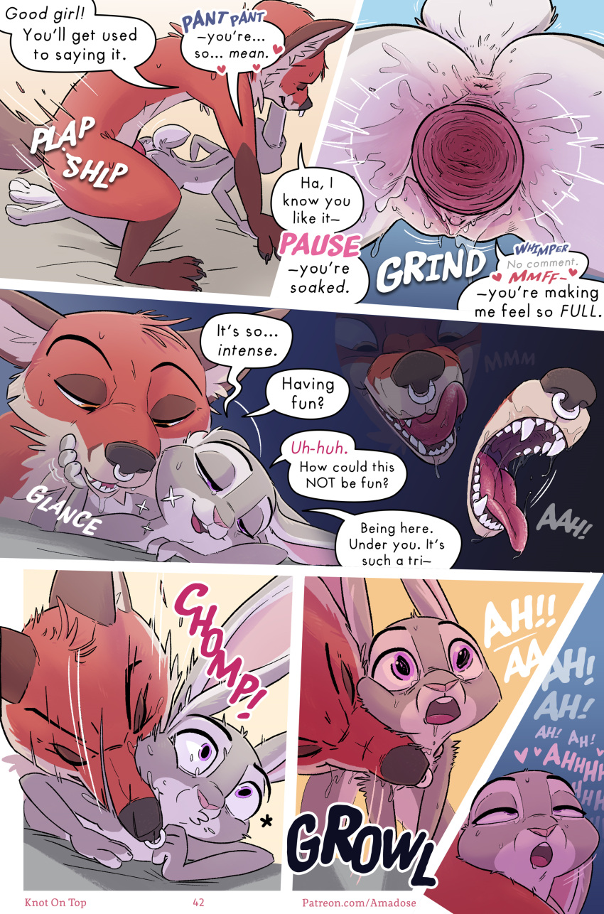 2021 absurd_res amadose anthro anthro_on_anthro anthro_penetrated anthro_penetrating anthro_penetrating_anthro balls bite bodily_fluids canid canine comic cuckold dialogue dipstick_ears disney drooling duo english_text facial_piercing female female_penetrated fox fur genital_fluids genitals grey_body grey_fur group group_sex hi_res humiliation jewelry judy_hopps knot lagomorph leporid male male/female male_penetrating male_penetrating_female mammal multicolored_ears neck_bite nick_wilde nose_piercing nose_ring nude orange_body orange_fur owen_(amadose) penetration penis piercing pussy pussy_juice rabbit ring rough_sex saliva saliva_string sex speech_bubble submissive sweat tears text threesome tongue tongue_out vaginal vaginal_penetration zootopia