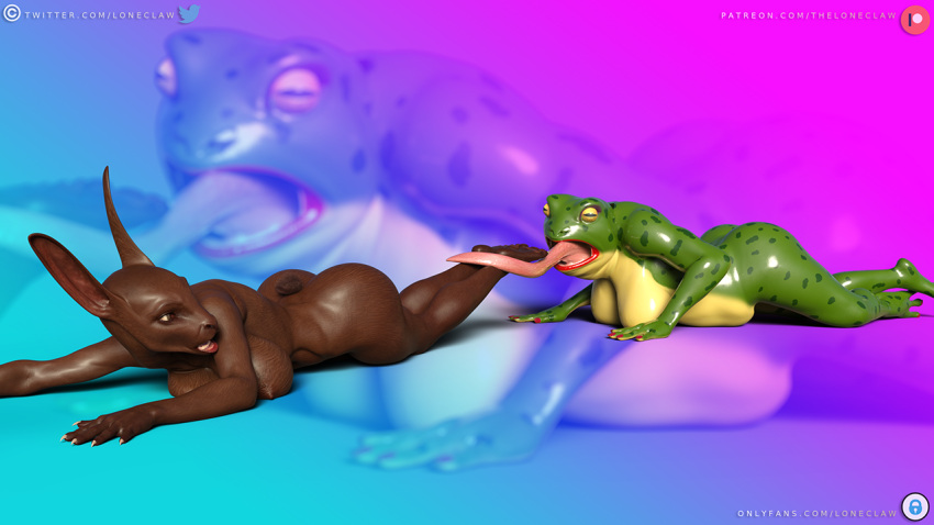 amphibian anthro beatrice_(loneclaw) big_breasts big_butt breast_squish breasts butt chubby_anthro chubby_female daz3d daz_3d daz_studio duo female female/female frog imminent_vore lagomorph laying_on_ground leporid lipstick loneclaw looking_back lying lying_on_breasts lying_on_ground makeup mammal non-mammal_breasts on_front oral_vore plantigrade predator/prey rabbit same_size same_size_vore scared slightly_chubby squish thick_thighs tongue_grab vore wide_hips
