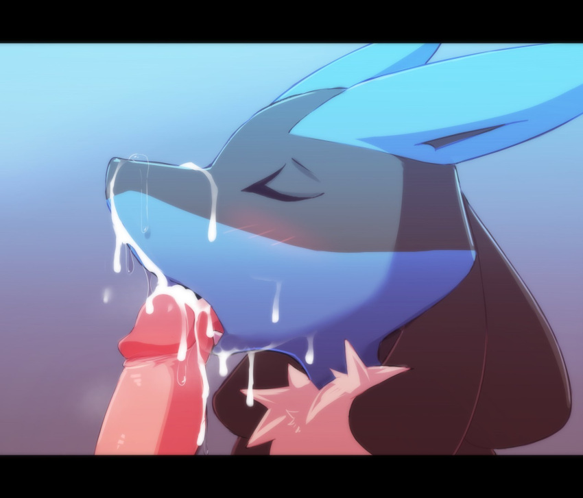 2021 ambiguous_focus ambiguous_gender anthro black_bars bodily_fluids canid canine cum cum_on_tongue drooling duo english_text erection eyes_closed genital_fluids genitals hi_res humanoid_genitalia humanoid_penis letterbox licking lucario lucariolover448 male male/ambiguous mammal neck_tuft nintendo open_mouth oral penile penis penis_lick pok&eacute;mon pok&eacute;mon_(species) precum saliva saliva_on_penis saliva_on_tongue sex simple_background solo_focus teeth text tongue tongue_out tuft video_games