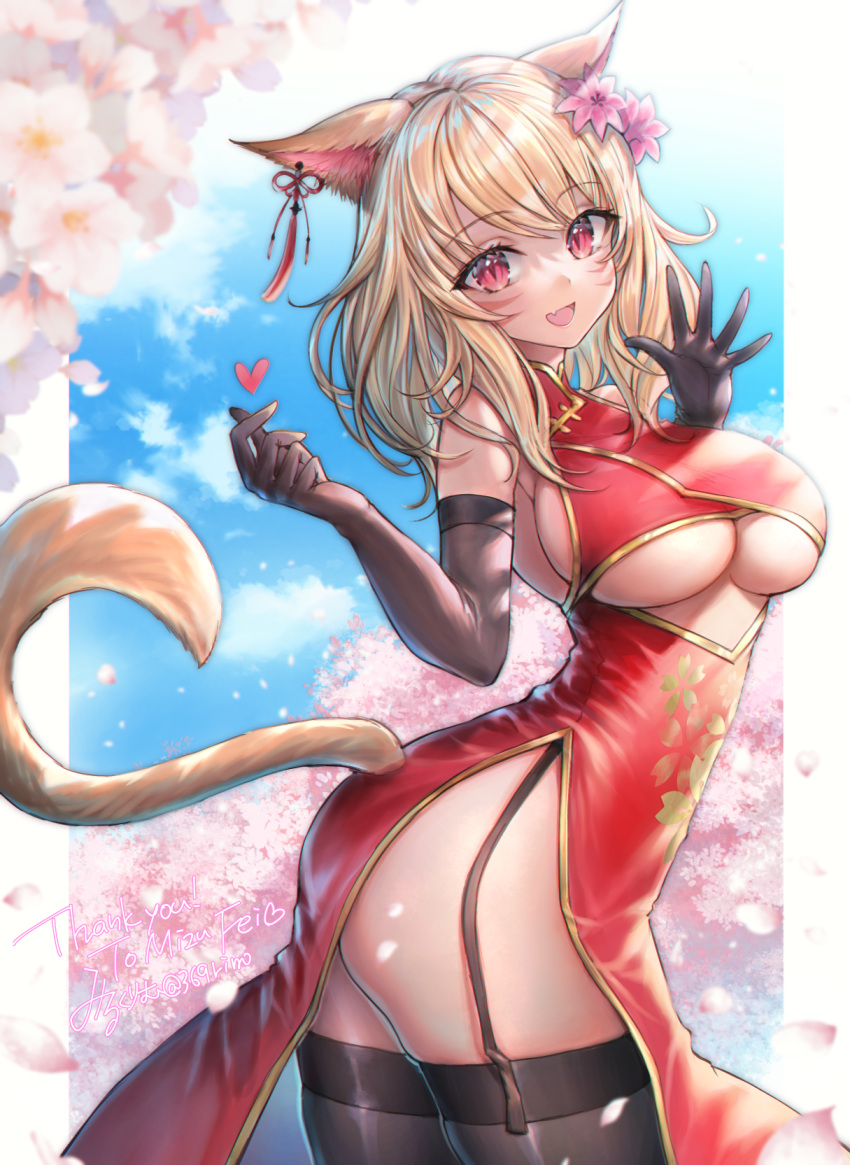 animal_ears ass chinadress final_fantasy final_fantasy_xiv miqo'te no_bra stockings tagme tail thighhighs