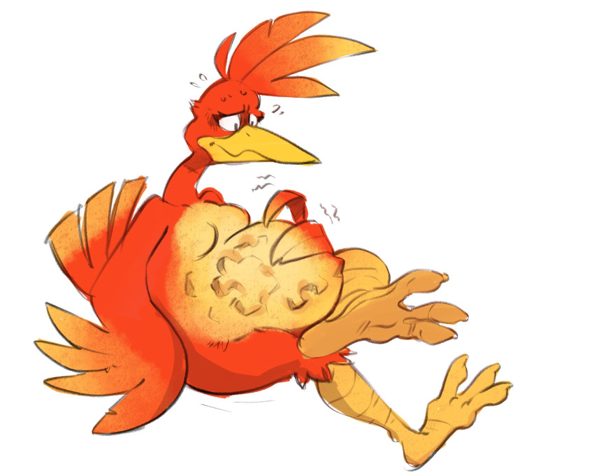 2019 3_toes abdominal_bulge after_vore anthro anthro_pred avian banjo-kazooie beak belly big_belly bird bird_feet bodily_fluids breasts breegull claws colored_sketch digital_media_(artwork) feather_hands feathered_wings feathers featureless_breasts feet female female_pred hand_on_stomach hi_res holding_belly imprint kazooie looking_at_self looking_down motion_lines multicolored_body multicolored_feathers nervous non-mammal_breasts nude object_vore oral_vore orange_body orange_feathers rareware red_body red_feathers redic-nomad scutes simple_background sitting small_breasts soft_vore solo sweat tail_feathers toe_claws toes video_games vore white_background white_claws wide_eyed wings yellow_beak