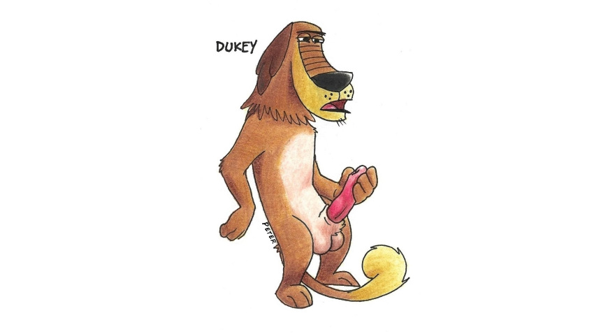 16:9 animal_genitalia balls canid canine canis character_name domestic_dog dukey genitals hi_res johnny_test_(series) male mammal peterdamart simple_background solo white_background widescreen