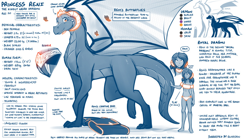 2021 7:4 alternate_species animal_humanoid arthropod bag bare_shoulders bikini butterfly clothing comparing conditional_dnp crown dragon dragon_humanoid english_text female feral flat_chested hi_res horn human humanized humanoid insect jewelry lepidopteran looking_at_viewer madam_reni_(twokinds) mammal membrane_(anatomy) membranous_wings midriff model_sheet monochrome necklace one_leg_up raised_leg scalie side_view simple_background sketch smile solo square_crossover swimwear text tiara tom_fischbach twokinds webcomic western_dragon white_background wings