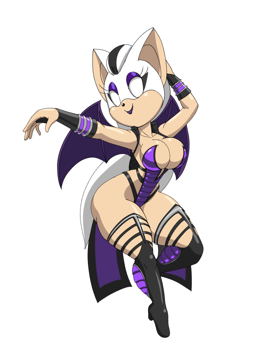 anthro breasts chiropteran cleavage clothed clothing cosplay female hair hi_res human mammal mortal_kombat rouge_the_bat sindel solo sonic_the_hedgehog_(series) tansau thick_thighs video_games white_hair wide_hips