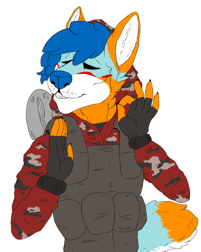 4:5 alpha_channel anthro arctic_wolf canid canine canis clothing eyes_closed falcon_woodwere fingerless_gloves gesture gloves handwear hi_res just_right kapkan_(rainbow_six) male mammal meme ok_sign okytheoky solo wolf
