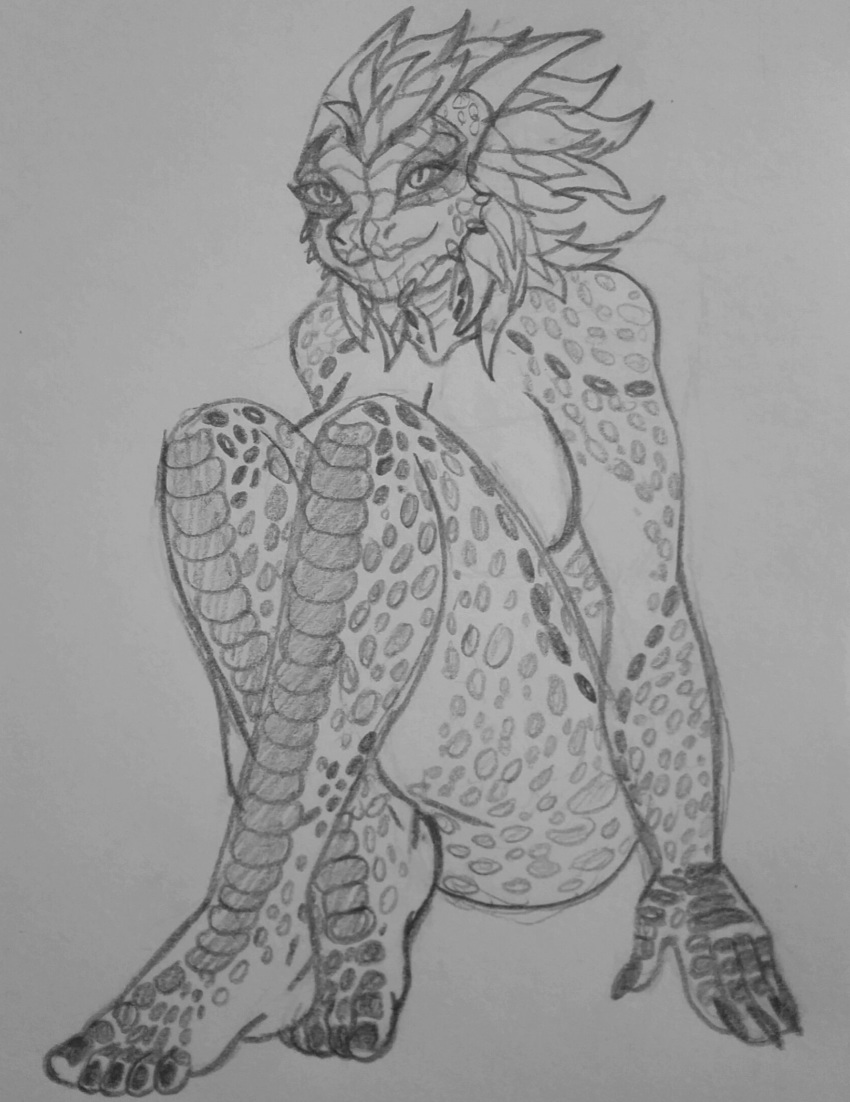 anthro argonian female lizard nude reptile scalie sketch skyrim the_elder_scrolls traditional_media_(artwork) video_games zimaku15 zomzom15