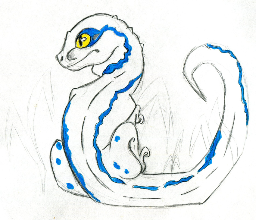 ambiguous_gender blue dinosaur feral hi_res reptile scalie sketch solo traditional_media_(artwork)