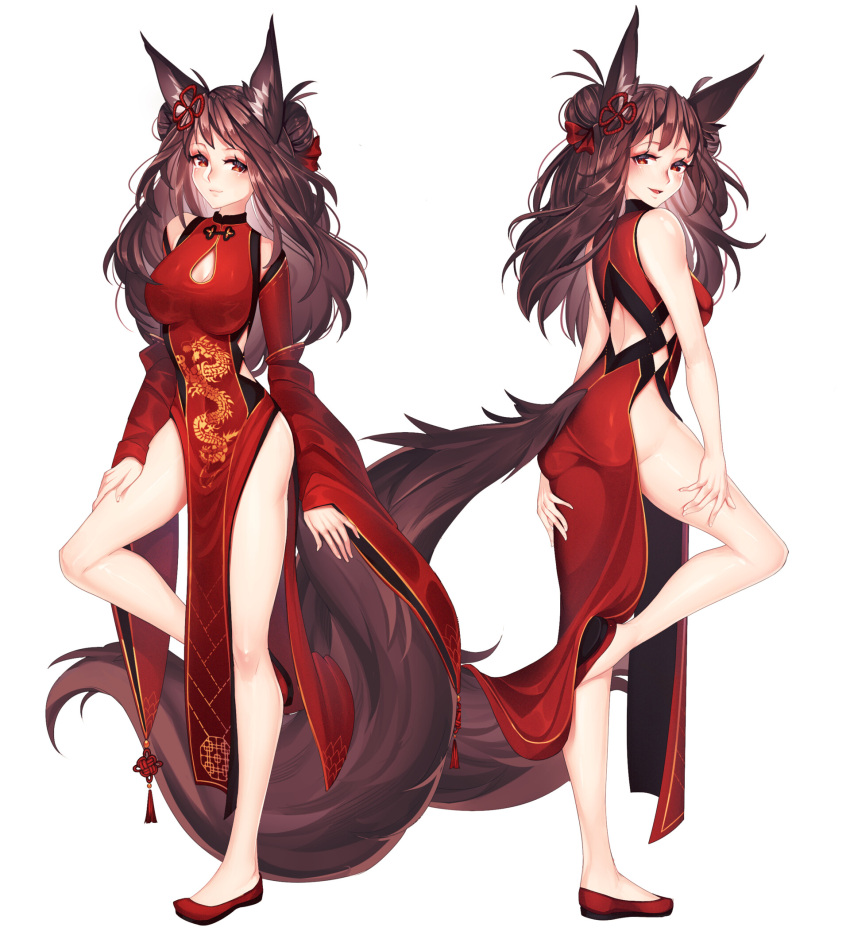 animal_ears chinadress kitsune tagme tail
