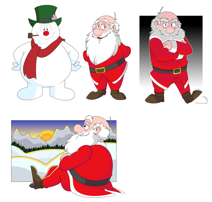 absurd_res beard christmas clothed clothing duo elemental_creature elemental_humanoid facial_hair frosty_the_snowman hat headgear headwear hi_res holidays human humanoid male mammal mineral_fauna mineral_humanoid not_furry santa_claus snow snow_creature snow_humanoid snowman solo tito_curmudgeon