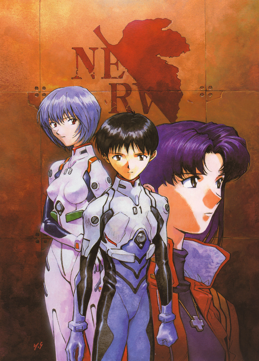 ayanami_rei bodysuit ikari_shinji katsuragi_misato neon_genesis_evangelion