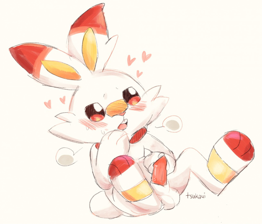 &lt;3 anthro blush lagomorph male mammal nintendo penis pok&eacute;mon pok&eacute;mon_(species) scorbunny solo tsukaui video_games