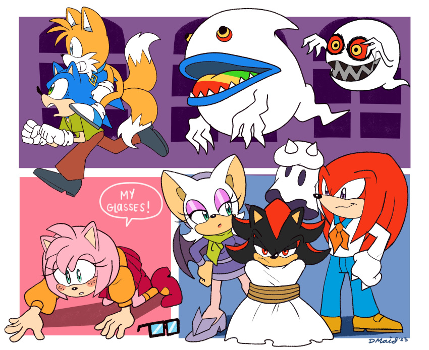 absurd_res amy_rose anthro bat bound clothing cosplay crossover crossover_cosplay dialogue domestic_maid echidna english_text eulipotyphlan eyeshadow eyewear female footwear ghost glasses group hanna-barbera hedgehog hi_res king_boom_boo knuckles_the_echidna makeup male mammal miles_prower monotreme rope rouge_the_bat scooby-doo_(series) sega shadow_the_hedgehog signature sonic_the_hedgehog sonic_the_hedgehog_(series) speech_bubble spirit text wings