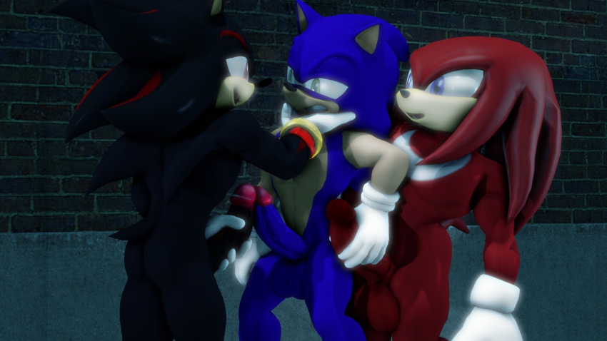 3d_(artwork) absurd_res alley back_alley balls digital_media_(artwork) erection frottage genitals group group_sex handjob hi_res knuckles_the_echidna male male/male outside penile penis penis_grab public sex shadow_the_hedgehog sonic_the_hedgehog sonic_the_hedgehog_(series) sonicthebitch source_filmmaker threesome