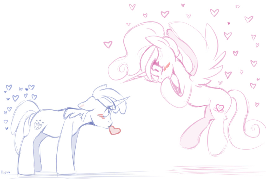 &lt;3 absurd_res blush duo equid equine feathered_wings feathers female feral flying friendship_is_magic hasbro hi_res horn love male male/female mammal my_little_pony pozya1007 princess_cadance_(mlp) shining_armor_(mlp) sketch unicorn unicorn_horn winged_unicorn wings