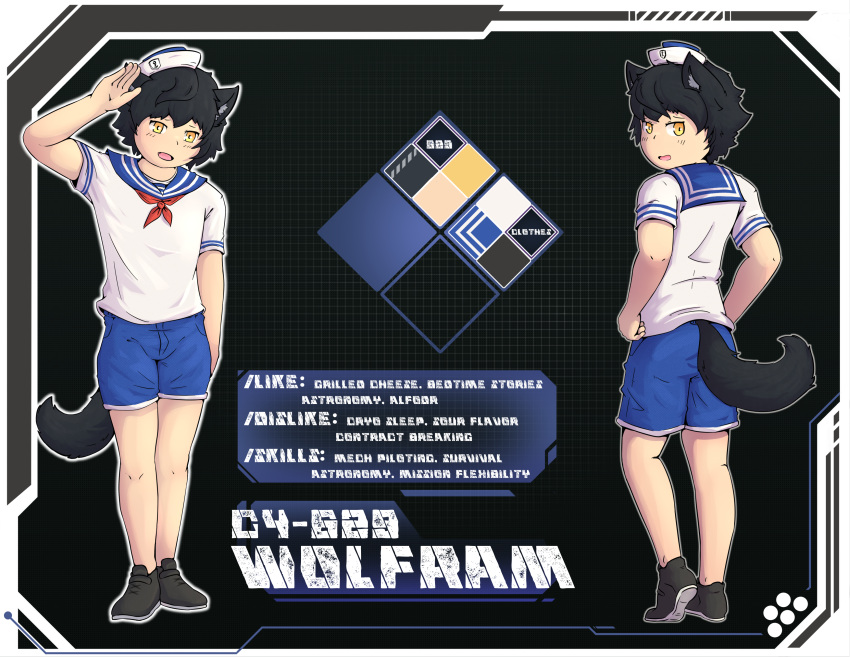 absurd_res animal_humanoid canid canid_humanoid canine canine_humanoid hi_res humanoid looking_at_viewer looking_back luce_bontemps male mammal mammal_humanoid model_sheet rear_view sailor_hat sailor_uniform solo wolf_humanoid