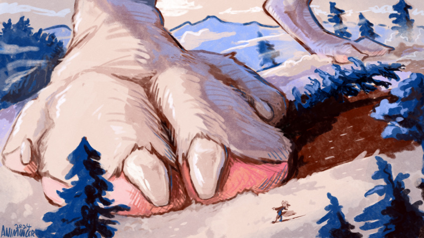 animancer dipodid feet hi_res jerboa luck_(animancer) macro mammal mountain paws plant rodent size_difference tree