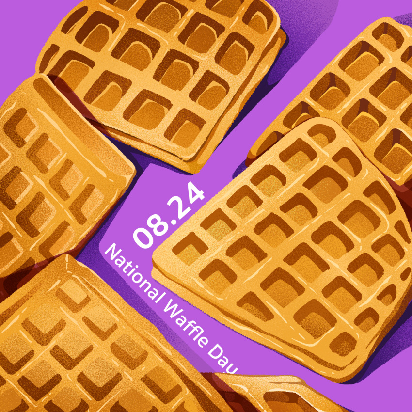 dated food food_focus food_name highres no_humans original purple_background waffle yuki00yo