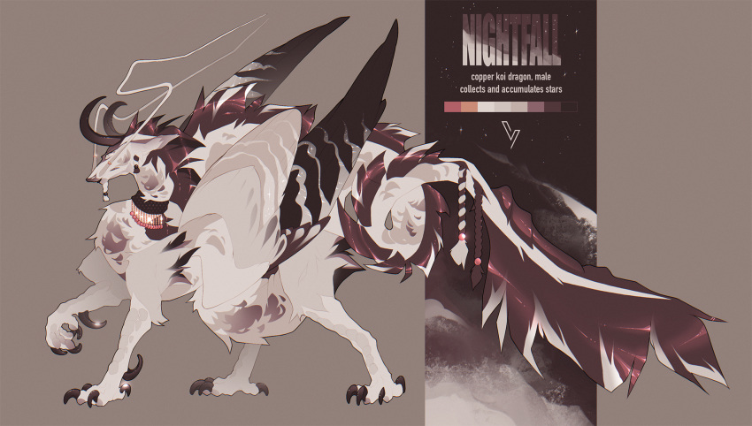 2021 ambiguous_gender brown_hair claws digital_media_(artwork) dragon english_text feathered_dragon feathered_wings feathers feral fur furred_dragon hair hi_res horn model_sheet solo text volinfer white_body white_fur wings