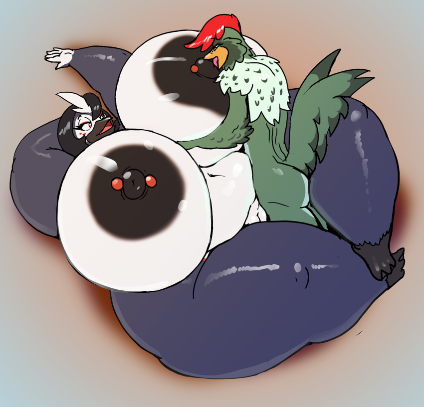 2019 anthro anthro_on_anthro areola avian ben_(vdisco) big_areola big_breasts bird black_hair blue_body blue_feathers breasts chicken curvy_figure duo feathers female galliform gallus_(genus) genitals green_body green_feathers hair huge_breasts hyper hyper_breasts larger_anthro larger_female licking lying male male/female nipple_fetish nipple_lick nipple_play nipples non-mammal_breasts novelle_penguin nude obese obese_anthro obese_female on_back overweight overweight_anthro overweight_female penguin phasianid pussy size_difference smaller_anthro smaller_male thick_thighs tongue tongue_out vdisco voluptuous white_body white_feathers wide_hips