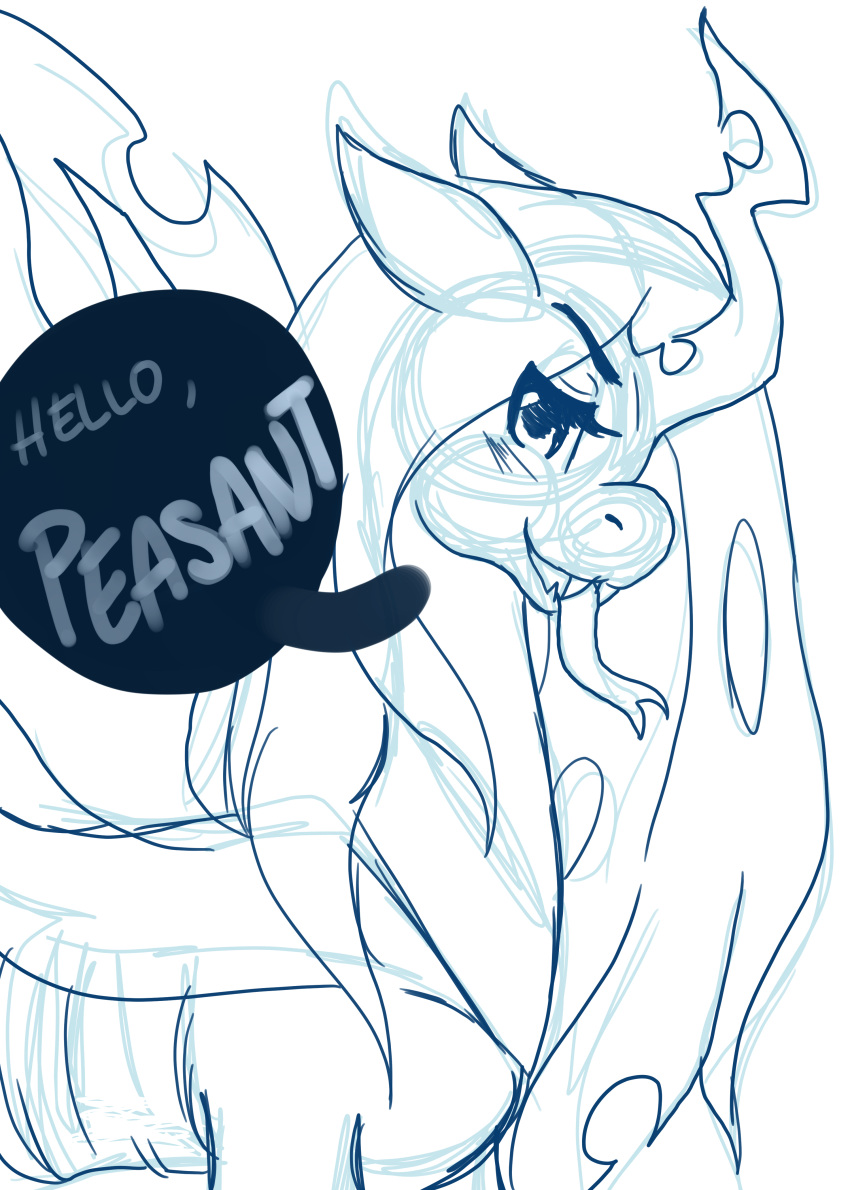 absurd_res arthropod changeling condescending female feral friendship_is_magic hi_res looking_at_viewer my_little_pony queen_chrysalis_(mlp) reallycoykoifish side_view sketch solo speach_bubble tongue tongue_out