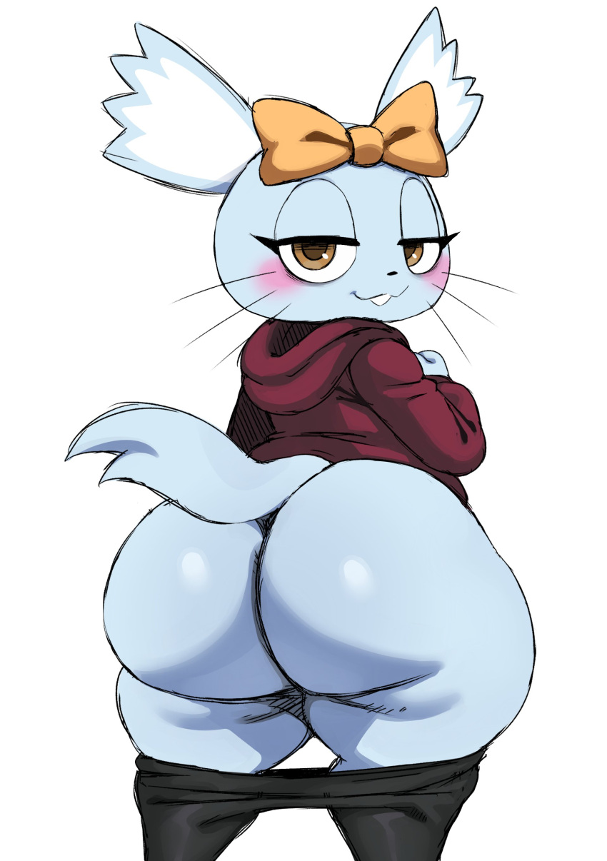 2021 absurd_res aggressive_retsuko anthro big_butt butt chinchilla chinchillid clothed clothing female hi_res huge_butt looking_at_viewer looking_back mammal manaka_(aggretsuko) pants_down partially_clothed rodent sanrio short_stack solo sssonic2