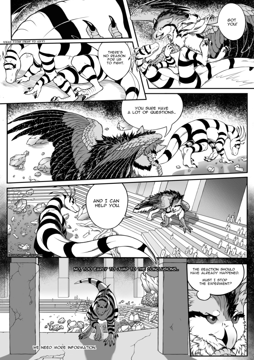 2021 ambiguous_gender avian comic digital_media_(artwork) dinosaur duo english_text feathered_wings feathers feral gryphon hi_res jay-kuro mythological_avian mythology reptile scalie smile text wings