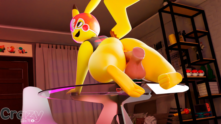 3d_(artwork) anthro balls clothing cosplay_pikachu_(costume) crazy_miru digital_media_(artwork) female genitals happy hi_res human human_on_anthro humanoid interspecies male male/female mammal nintendo penetration penis pikachu pikachu_libre pinup pok&eacute;mon pok&eacute;mon_(species) pose pussy sex vaginal vaginal_penetration video_games