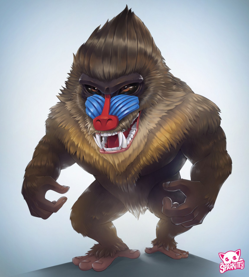 angry baboon feral fur haplorhine hi_res male mammal monkey old_world_monkey primate solo sparkittyart