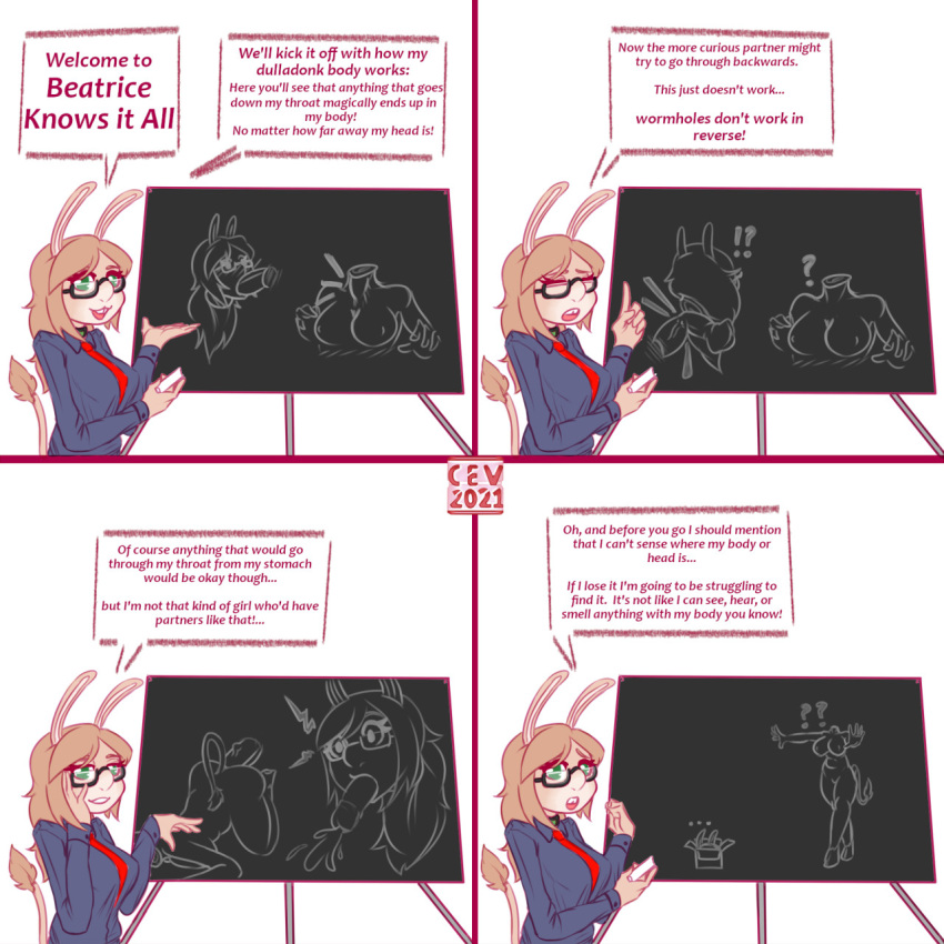 ! 1:1 2021 4koma ? all_the_way_through animal_humanoid anthro asinus asinus_humanoid ass_up beatrice_wilkins big_breasts big_nose black_eyewear black_glasses bodily_fluids breasts broken_penis brown_body brown_fur brown_hair buckteeth cev chalk chalkboard chibi chubby_female clothed clothing comic cum cum_from_mouth cum_in_mouth cum_inside cum_while_penetrated deep_throat digital_media_(artwork) disembodied_head disembodied_penis donkey donkey_humanoid dress_shirt dullahan ejaculation english_text equid equid_humanoid equine equine_humanoid eyes_closed eyewear female fully_clothed fur genital_fluids genitals glasses green_eyes hair hand_on_face hi_res hooves humanoid humor long_ears long_hair looking_at_viewer male male/female mammal mammal_humanoid narrowed_eyes neck_bulge necktie nude open_mouth oral penetration penis presentation shirt shocked slightly_chubby smile solo speech_bubble teeth text topwear