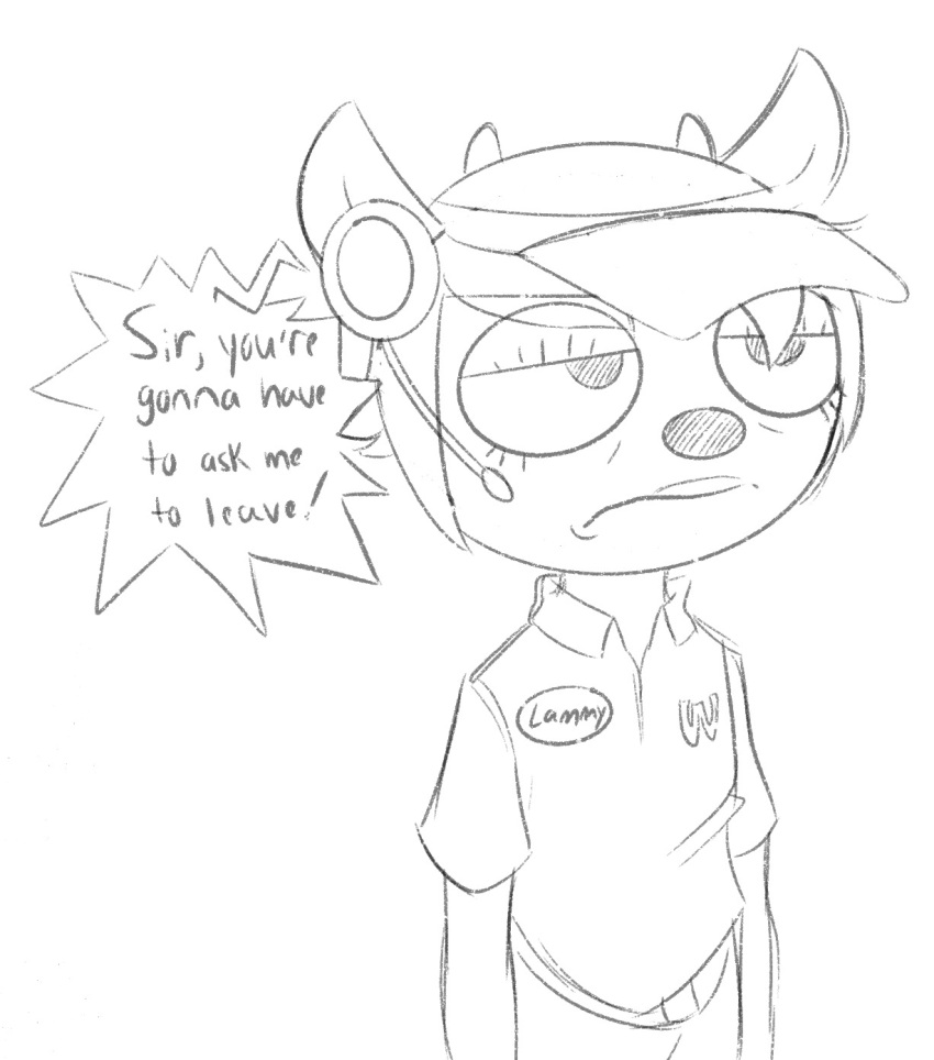 angry anthro comic drive_thru english_text freakpixel hi_res humor lammy_lamb monochrome parappa_the_rapper sketch solo sony_corporation sony_interactive_entertainment text um_jammer_lammy video_games