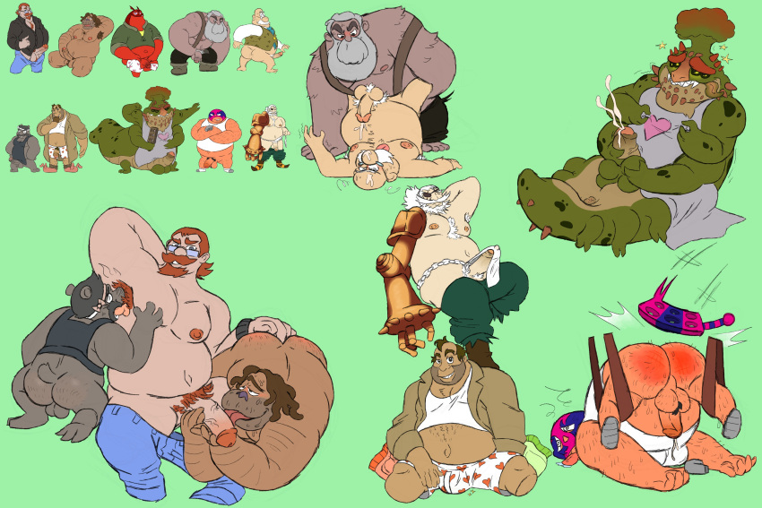 absurd_res alien anthro armpit_hair balls body_hair booster_sinclair_munchapper butt buzz_lightyear_of_star_command captain_drachma cartoon_network chad_(clarence) chef_(lkoe) clarence_(series) clothed clothing crossover frank_detorre genitals green_background group haxsmack heart_boxers heart_underwear hi_res human human_on_anthro human_on_human humanoid_genitalia humanoid_penis interspecies male mammal marvel max_modell mr._grouse mr._midcarda mucha_lucha nickelodeon osmosis_jones overweight overweight_human overweight_male penis pubes sex simple_background skies_of_arcadia spanking spider-man_(series) the_last_kids_on_earth the_loud_house we_bare_bears yuri_(wbb)