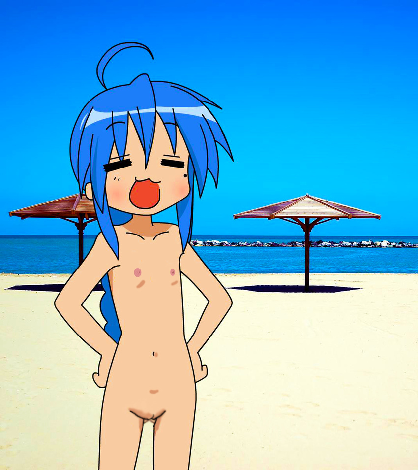 　konata nude The Big ImageBoard (TBIB) - ahoge blue hair flat chest green eyes izumi  konata lucky star naked nude nude filter photoshop uncensored undressing |  873569