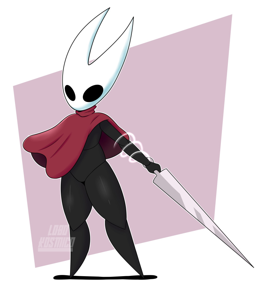 abstract_background absurd_res anthro arthropod black_body clothed clothing fecharis female hi_res hollow_knight hornet_(hollow_knight) insect lobokosmico solo team_cherry video_games weapon