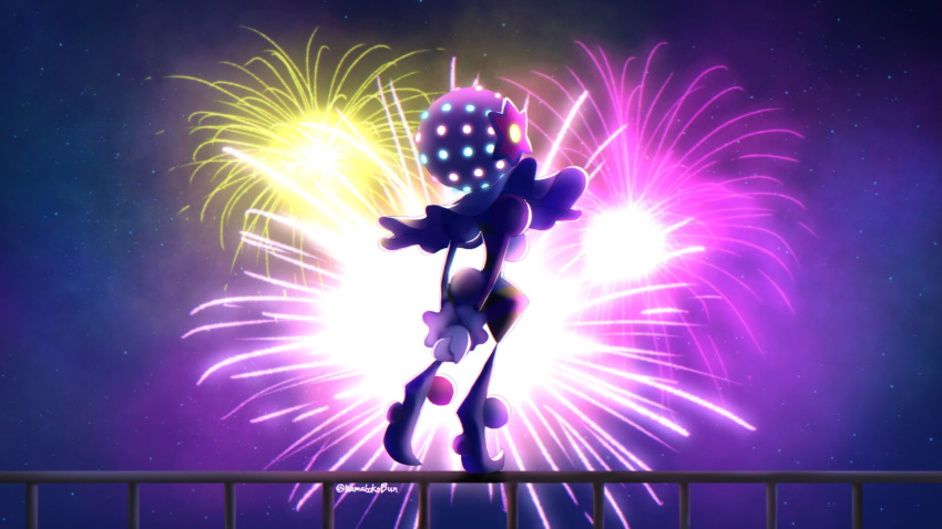 ambiguous_gender artist_name biped blacephalon fireworks hi_res humanoid kamabokobun multicolored_body night nintendo not_furry pok&eacute;mon pok&eacute;mon_(species) solo standing star ultra_beast video_games white_body