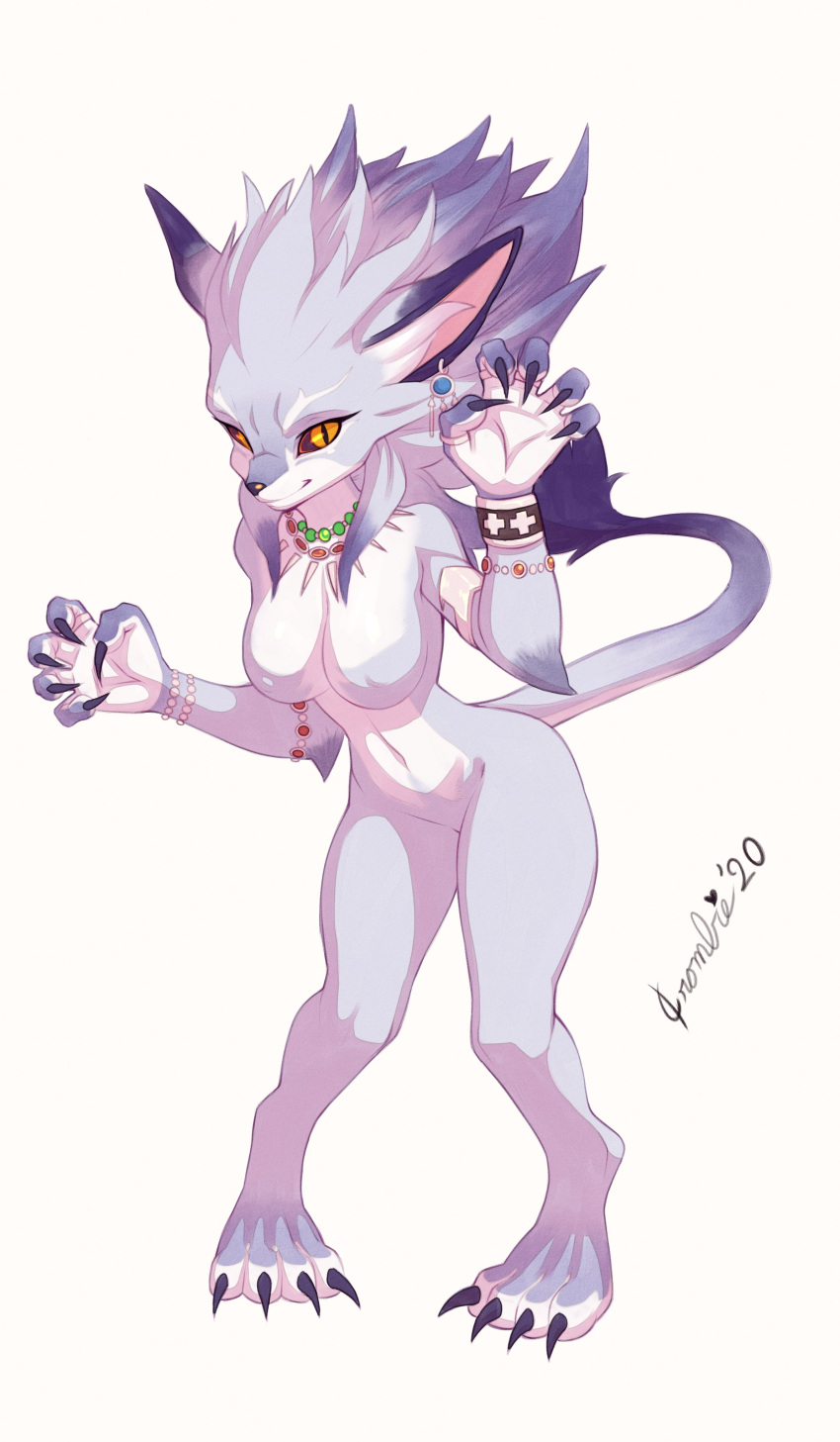 2020 absurd_res anthro belladonna_(trials_of_mana) bracelet breasts clawed_feet clawed_fingers clawed_toes crombie featureless_breasts featureless_crotch felid feline felis female hi_res jewelry mammal navel necklace nude pupils signature slit_pupils solo trials_of_mana yellow_eyes