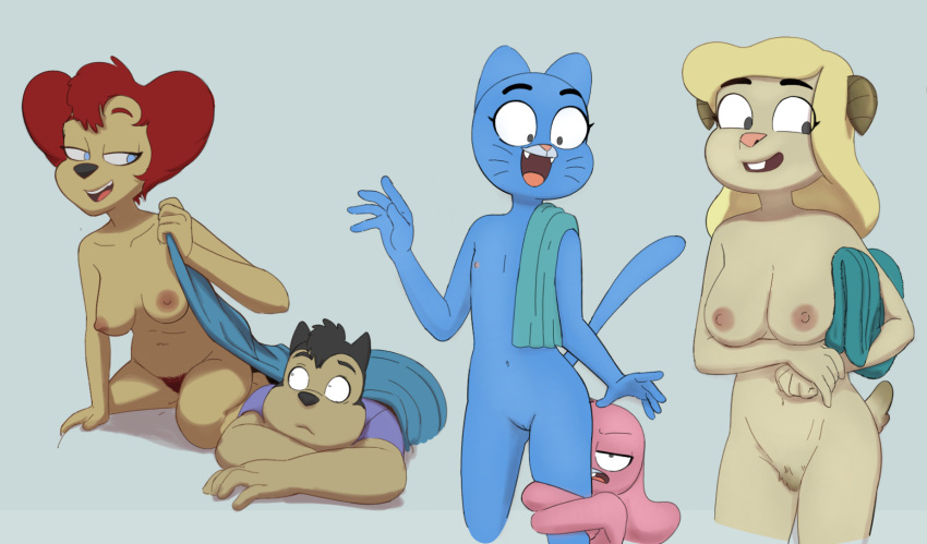 anais_watterson anthro bovid breasts canid canine canis caprine cartoon_network casual_nudity chi_chi's_mom disney domestic_dog drockdraw felid feline female flat_chested goat goof_troop group hi_res lagomorph leporid male mammal mother mother_and_child nicole_watterson nipples nude parent parent_and_child peg_pete pj_(goof_troop) pubes rabbit shaved_pussy the_amazing_world_of_gumball