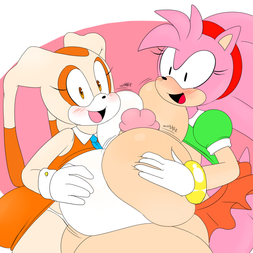 amy_rose anthro big_breasts big_penis breasts classic_amy_rose classic_sonic_(universe) collaborative collaborative_sex collaborative_titfuck cream_the_rabbit denizen1414 eulipotyphlan female genitals group hand_on_breast happy hedgehog hi_res huge_breasts huge_penis lagomorph leporid looking_at_viewer male mammal open_mouth open_smile orange_eyes penis rabbit sex smile sonic_the_hedgehog_(series) titfuck