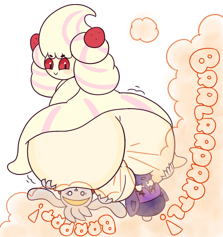 alcremie anthro balls big_balls big_butt blush butt disgust domestic_cat drawful-s excited face_in_ass fart fart_cloud fart_fetish farting_on_face felid feline felis food fruit fur genitals grey_body grey_fur group hair hand_on_balls hand_on_butt hi_res huge_balls huge_butt hybrid macro male male/male mammal mephitid nick_(poisonprimarina) nintendo onomatopoeia pinned plant pok&eacute;mon pok&eacute;mon_(species) purple_body purple_fur purple_hair raboot red_eyes size_difference skunk smothering sound_effects strawberry tea_bagging text two_subs_one_dom video_games