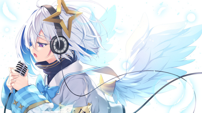 amane_kanata chiyonekoko headphones hololive seifuku wallpaper wings