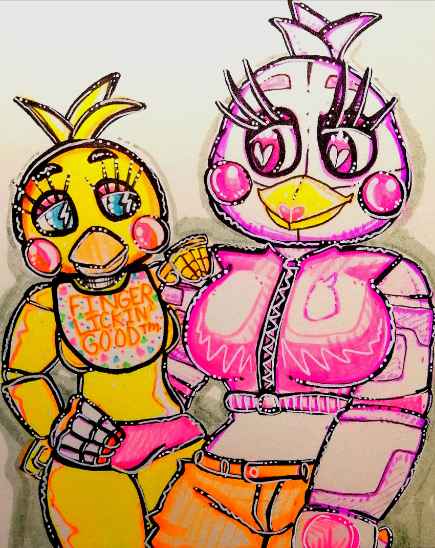 anthro big_breasts breasts duo female female/female five_nights_at_freddy's five_nights_at_freddy's_2 funtime_chica_(fnaf) hi_res humanoid odd-reef toy_chica_(fnaf) video_games